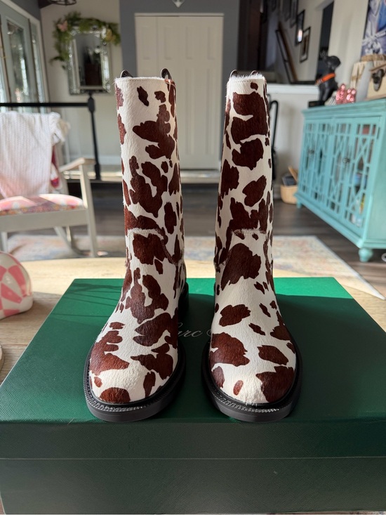 Mark Nolan Shoes - Cowhide Calf-Hair Mid-Calf Boots in Brown & White